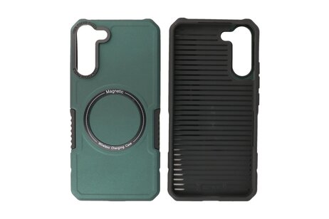 BAOHU Hoesje Geschikt voor de Samsung Galaxy S22 Plus - Schokbestendige Telefoonhoesje Geschikt voor MagSafe - Donker Groen