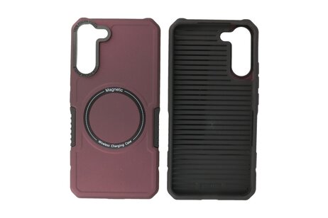 BAOHU Hoesje Geschikt voor de Samsung Galaxy S22 Plus - Schokbestendige Telefoonhoesje Geschikt voor MagSafe - Bordeaux Rood