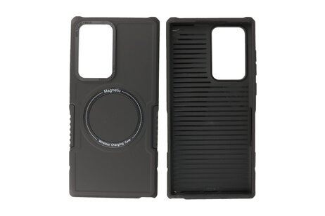 BAOHU Hoesje Geschikt voor de Samsung Galaxy S22 Ultra - Schokbestendige Telefoonhoesje Geschikt voor MagSafe - Zwart