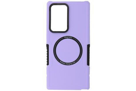 Hoesje Geschikt voor de Samsung Galaxy S22 Ultra - Schokbestendige Telefoonhoesje Geschikt voor MagSafe - Purple