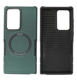 BAOHU Schokbestendige Telefoonhoesje met MagSafe Samsung Galaxy S22 Ultra - Donker Groen