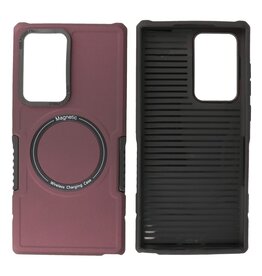 BAOHU Schokbestendige Telefoonhoesje met MagSafe Samsung Galaxy S22 Ultra - Bordeaux Rood