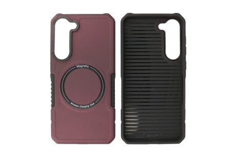 Hoesje Geschikt voor de Samsung Galaxy S23 - Schokbestendige Telefoonhoesje Geschikt voor MagSafe - Bordeaux Rood