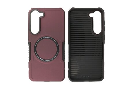 BAOHU Hoesje Geschikt voor de Samsung Galaxy S23 Plus - Schokbestendige Telefoonhoesje Geschikt voor MagSafe - Bordeaux Rood