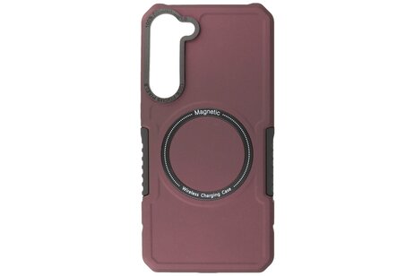 BAOHU Hoesje Geschikt voor de Samsung Galaxy S23 Plus - Schokbestendige Telefoonhoesje Geschikt voor MagSafe - Bordeaux Rood