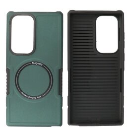 BAOHU Schokbestendige Telefoonhoesje met MagSafe Samsung Galaxy S23 Ultra - Donker Groen