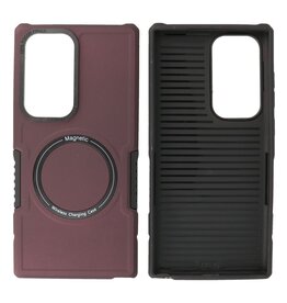 BAOHU Schokbestendige Telefoonhoesje met MagSafe Samsung Galaxy S23 Ultra - Bordeaux Rood
