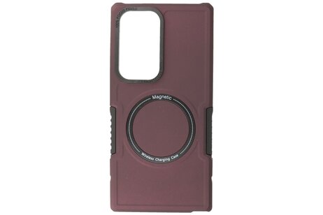 Hoesje Geschikt voor de Samsung Galaxy S23 Ultra - Schokbestendige Telefoonhoesje Geschikt voor MagSafe - Bordeaux Rood