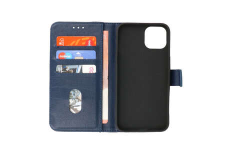BAOHU Zakelijke Book Case Telefoonhoesje - Portemonnee Hoesje - Geschikt voor iPhone 15 - Navy