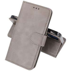 BAOHU Zakelijke Book Case Telefoonhoesje - Portemonnee Hoesje - Geschikt voor iPhone 15 - Grijs