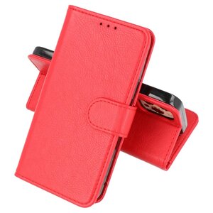 Zakelijke Book Case Telefoonhoesje - Portemonnee Hoesje - Geschikt voor iPhone 15 Pro - Rood
