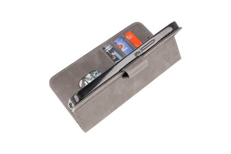 BAOHU Zakelijke Book Case Telefoonhoesje - Portemonnee Hoesje - Geschikt voor iPhone 15 Pro - Grijs