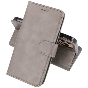 BAOHU Zakelijke Book Case Telefoonhoesje - Portemonnee Hoesje - Geschikt voor iPhone 15 Pro Max - Grijs