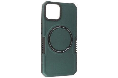 Hoesje Geschikt voor de iPhone 15 - Schokbestendige Telefoonhoesje Geschikt voor MagSafe - Donker Groen
