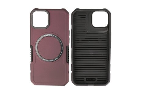 Hoesje Geschikt voor de iPhone 15 - Schokbestendige Telefoonhoesje Geschikt voor MagSafe - Bordeaux Rood