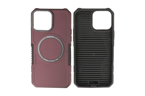 Hoesje Geschikt voor de iPhone 15 Pro - Schokbestendige Telefoonhoesje Geschikt voor MagSafe - Bordeaux Rood