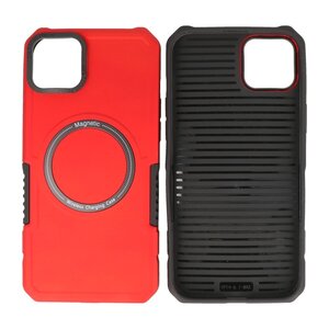 Hoesje Geschikt voor de iPhone 15 Plus - Schokbestendige Telefoonhoesje Geschikt voor MagSafe - Rood