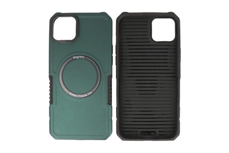 Hoesje Geschikt voor de iPhone 15 Plus - Schokbestendige Telefoonhoesje Geschikt voor MagSafe - Donker Groen