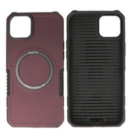 BAOHU Schokbestendige Telefoonhoesje met MagSafe iPhone 15 Plus - Bordeaux Rood