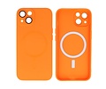 BAOHU Hoesje Geschikt voor de iPhone 15 - Hoesje Geschikt voor MagSafe - Backcover met Camera Beschermer - Oranje