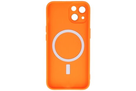 Hoesje Geschikt voor de iPhone 15 - Hoesje Geschikt voor MagSafe - Backcover met Camera Beschermer - Oranje