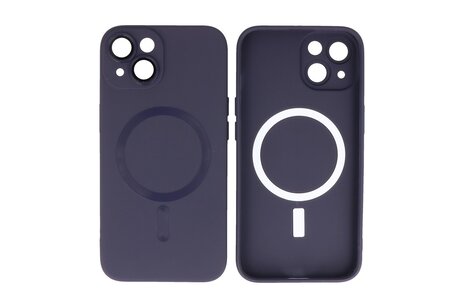 Hoesje Geschikt voor de iPhone 15 - Hoesje Geschikt voor MagSafe - Backcover met Camera Beschermer - Nacht Paars