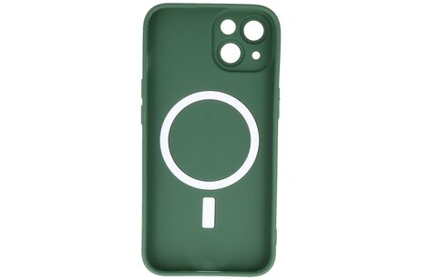 Hoesje Geschikt voor de iPhone 15 - Hoesje Geschikt voor MagSafe - Backcover met Camera Beschermer - Donker Groen