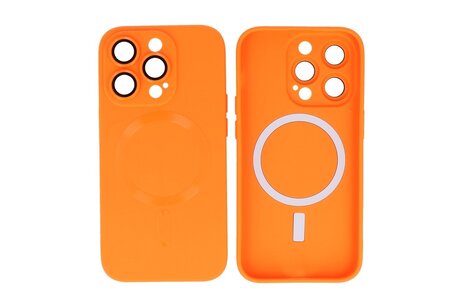 Hoesje Geschikt voor de iPhone 15 Pro - Hoesje Geschikt voor MagSafe - Backcover met Camera Beschermer - Oranje