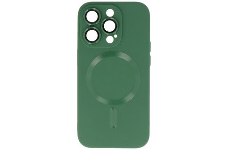 BAOHU Hoesje Geschikt voor de iPhone 15 Pro - Hoesje Geschikt voor MagSafe - Backcover met Camera Beschermer - Donker Groen