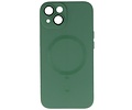 Hoesje Geschikt voor de iPhone 15 Plus - Hoesje Geschikt voor MagSafe - Backcover met Camera Beschermer - Donker Groen