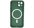 Hoesje Geschikt voor de iPhone 15 Plus - Hoesje Geschikt voor MagSafe - Backcover met Camera Beschermer - Donker Groen