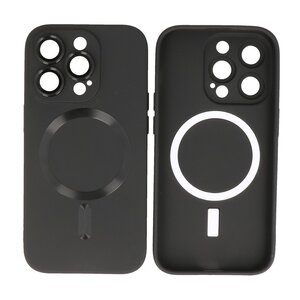 BAOHU Hoesje Geschikt voor de iPhone 15 Pro Max - Hoesje Geschikt voor MagSafe - Backcover met Camera Beschermer - Zwart
