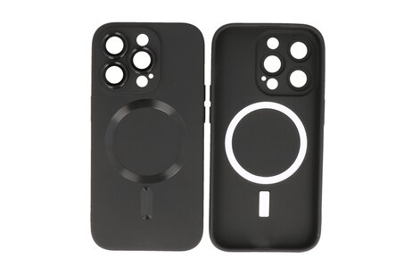 BAOHU Hoesje Geschikt voor de iPhone 15 Pro Max - Hoesje Geschikt voor MagSafe - Backcover met Camera Beschermer - Zwart