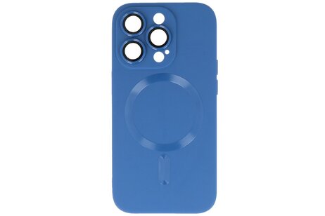 Hoesje Geschikt voor de iPhone 15 Pro Max - Hoesje Geschikt voor MagSafe - Backcover met Camera Beschermer - Navy