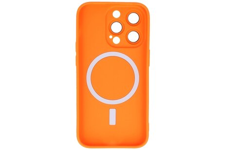 Hoesje Geschikt voor de iPhone 15 Pro Max - Hoesje Geschikt voor MagSafe - Backcover met Camera Beschermer - Oranje