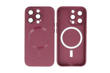 BAOHU Hoesje Geschikt voor de iPhone 15 Pro Max - Hoesje Geschikt voor MagSafe - Backcover met Camera Beschermer - Bruin