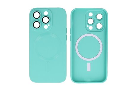 BAOHU Hoesje Geschikt voor de iPhone 15 Pro Max - Hoesje Geschikt voor MagSafe - Backcover met Camera Beschermer - Turquoise