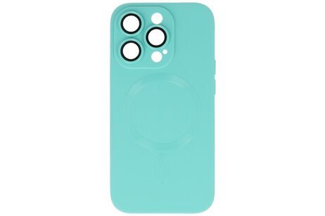 Hoesje Geschikt voor de iPhone 15 Pro Max - Hoesje Geschikt voor MagSafe - Backcover met Camera Beschermer - Turquoise
