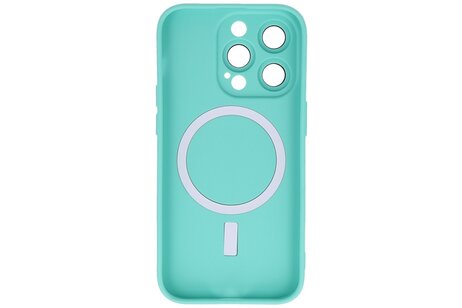 BAOHU Hoesje Geschikt voor de iPhone 15 Pro Max - Hoesje Geschikt voor MagSafe - Backcover met Camera Beschermer - Turquoise