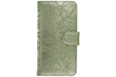 Bloem Bookstyle Hoesje - Wallet Case Telefoonhoesjes - Geschikt voor iPhone 4 Donker Groen