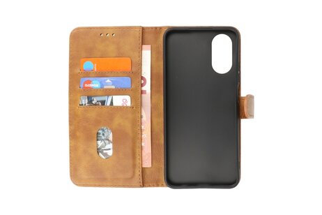 BAOHU Zakelijke Book Case Telefoonhoesje - Portemonnee Hoesje - Geschikt voor de Oppo A38 - Bruin
