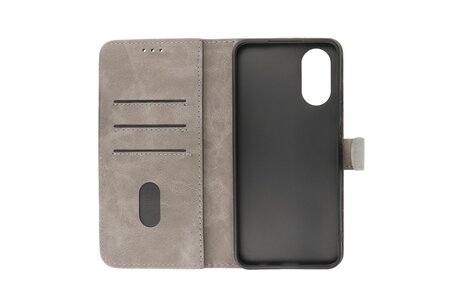 BAOHU Zakelijke Book Case Telefoonhoesje - Portemonnee Hoesje - Geschikt voor de Oppo A38 - Grijs
