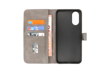BAOHU Zakelijke Book Case Telefoonhoesje - Portemonnee Hoesje - Geschikt voor de Oppo A38 - Grijs
