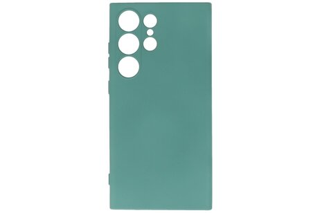 Fashion Backcover Telefoonhoesje - Color Hoesje - Geschikt voor de Samsung Galaxy S24 Ultra - Donker Groen