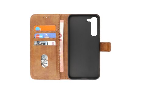 BAOHU Zakelijke Book Case Telefoonhoesje - Portemonnee Hoesje - Geschikt voor de Samsung Galaxy A25 - Bruin