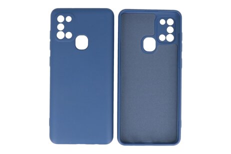 BAOHU Hoesje Geschikt voor de Samsung Galaxy A21s - Fashion Color Backcover Telefoonhoesje - Navy