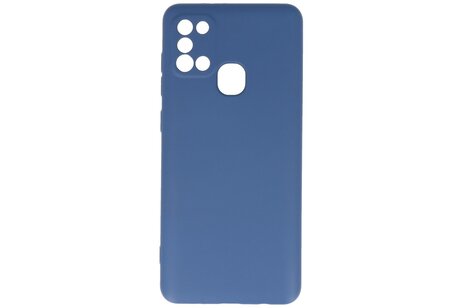 BAOHU Hoesje Geschikt voor de Samsung Galaxy A21s - Fashion Color Backcover Telefoonhoesje - Navy