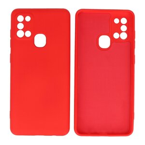 BAOHU Hoesje Geschikt voor de Samsung Galaxy A21s - Fashion Color Backcover Telefoonhoesje - Rood