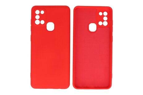 BAOHU Hoesje Geschikt voor de Samsung Galaxy A21s - Fashion Color Backcover Telefoonhoesje - Rood