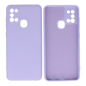 BAOHU Hoesje Geschikt voor de Samsung Galaxy A21s - Fashion Color Backcover Telefoonhoesje - Paars